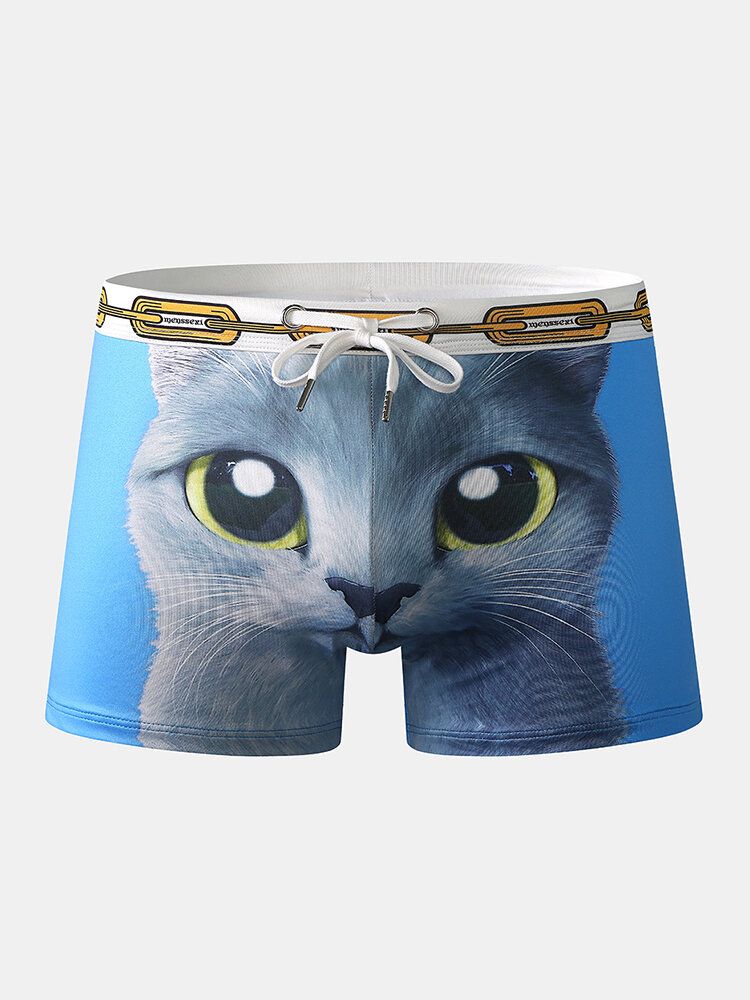 Bañador Con Estampado De Gato Persa Divertido Para Hombre Bañador Transpirable Con Cordón