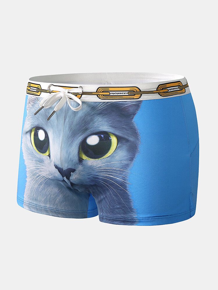 Bañador Con Estampado De Gato Persa Divertido Para Hombre Bañador Transpirable Con Cordón