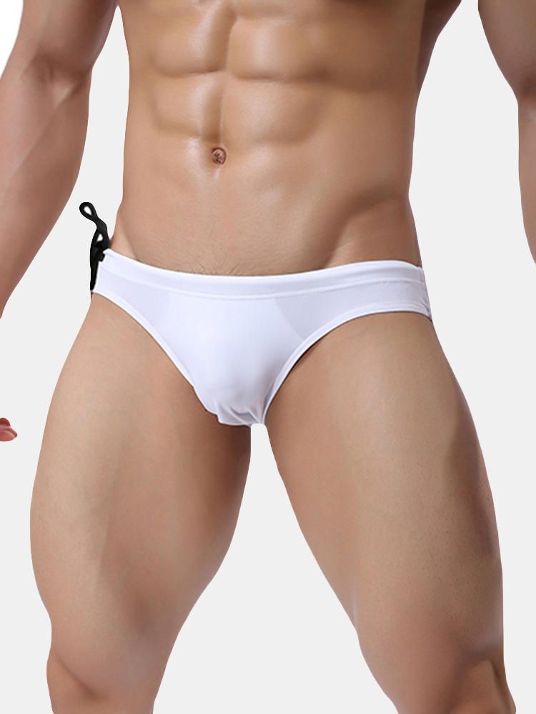 Braguitas De Bikini Transpirables De Cintura Baja De Color Sólido Para Hombres