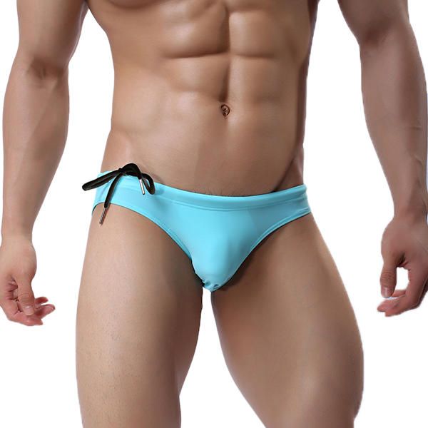 Braguitas De Bikini Transpirables De Cintura Baja De Color Sólido Para Hombres