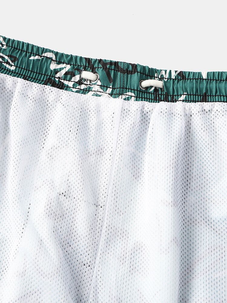 Forro De Malla Con Estampado De Grafiti Divertido Para Hombre Pantalones Cortos Casuales De Secado Rápido Para Vacaciones