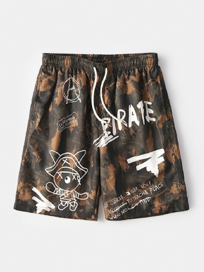 Pantalones Cortos Casuales De Camuflaje Con Estampado De Degradado Divertido Para Hombre