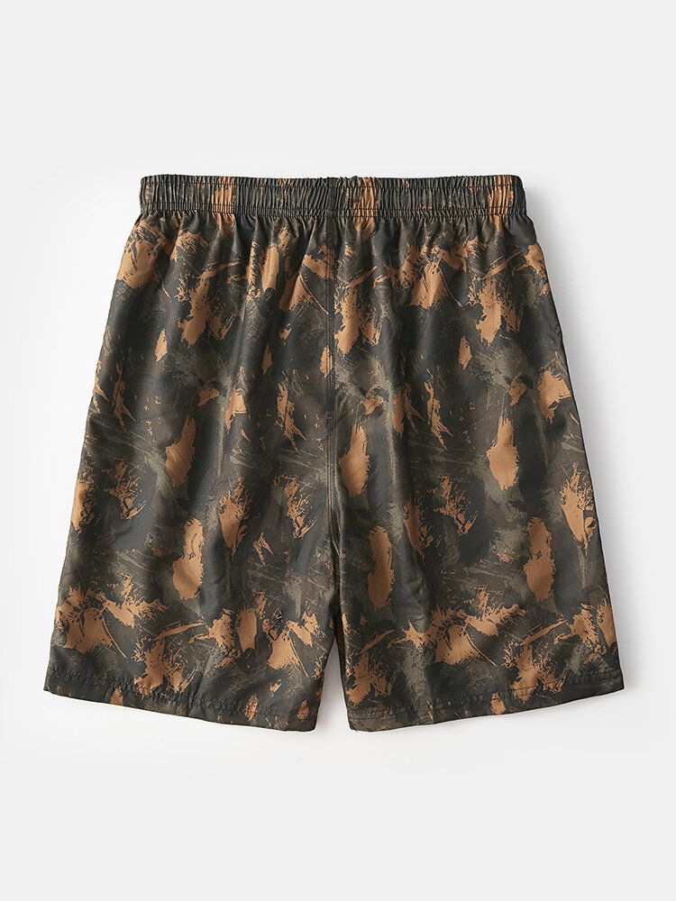 Pantalones Cortos Casuales De Camuflaje Con Estampado De Degradado Divertido Para Hombre