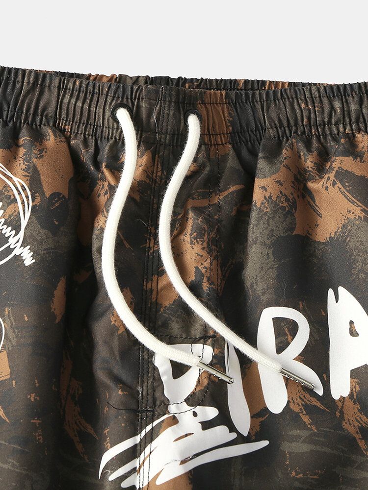 Pantalones Cortos Casuales De Camuflaje Con Estampado De Degradado Divertido Para Hombre