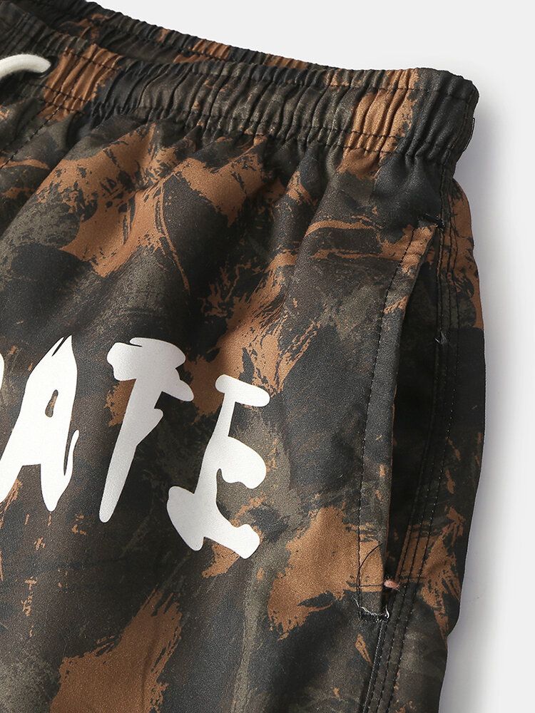 Pantalones Cortos Casuales De Camuflaje Con Estampado De Degradado Divertido Para Hombre