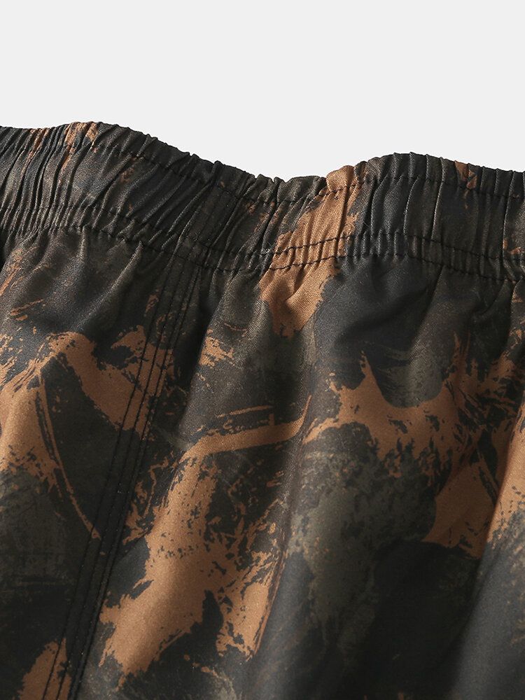 Pantalones Cortos Casuales De Camuflaje Con Estampado De Degradado Divertido Para Hombre