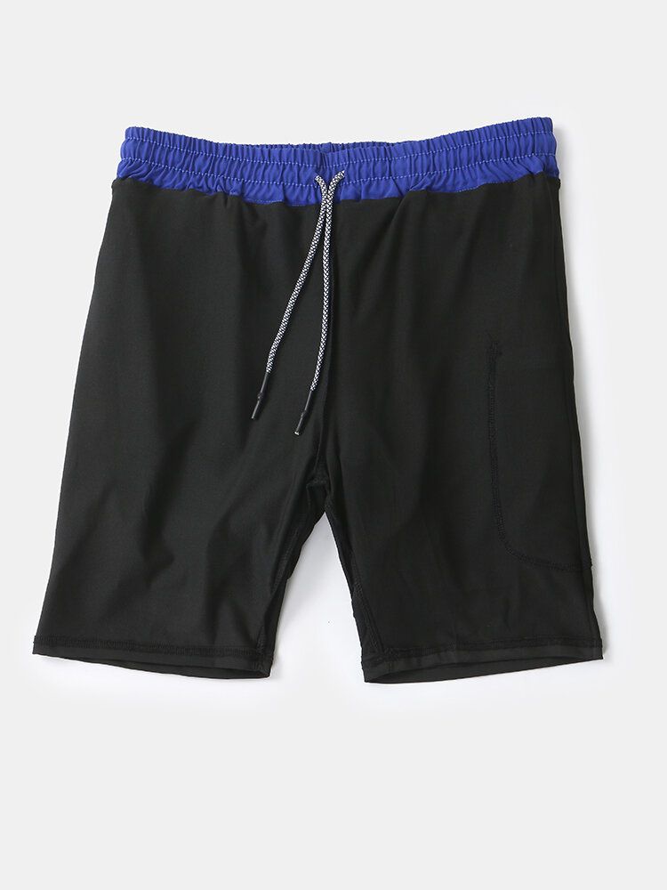 Pantalones Cortos Deportivos De Secado Rápido De Color Sólido Para Hombre Que Ejecutan Pantalones Cortos Elásticos Casuales De Doble Capa