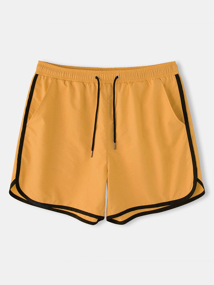 Pantalones Cortos Deportivos Sueltos Con Bolsillos De Color Sólido Para Hombre Pantalones Cortos De Jogging Reciclados