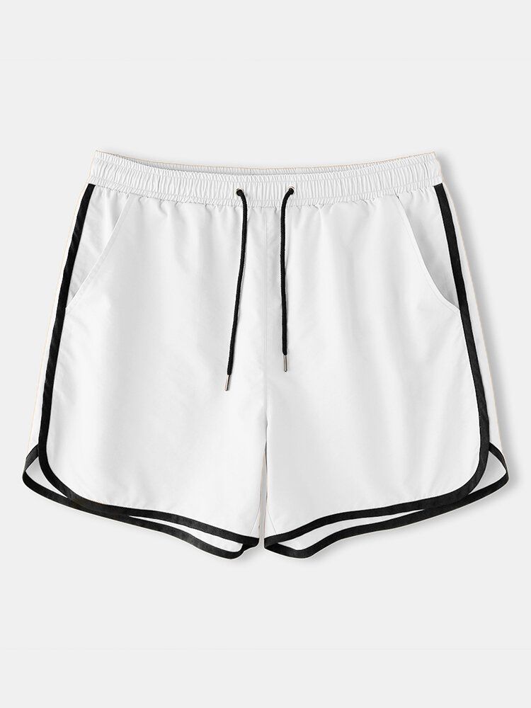 Pantalones Cortos Deportivos Sueltos Con Bolsillos De Color Sólido Para Hombre Pantalones Cortos De Jogging Reciclados