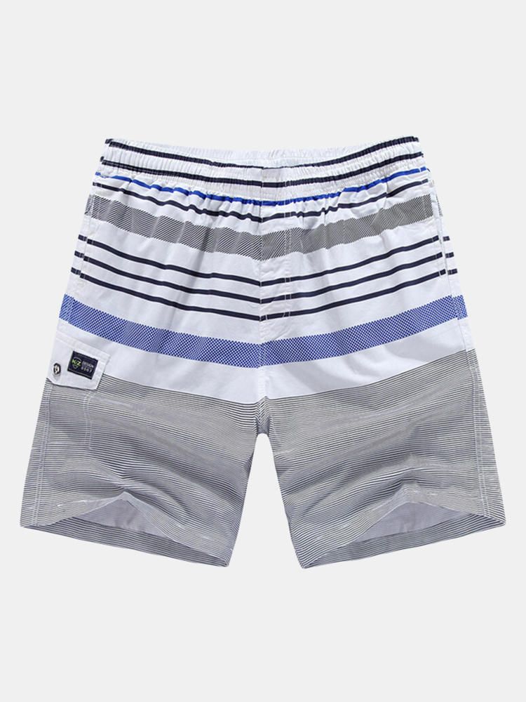 Pantalones Cortos Hasta La Rodilla Con Estampado De Rayas De Algodón De Verano Para Hombre Pantalones Cortos Casuales De Playa Para Nadar