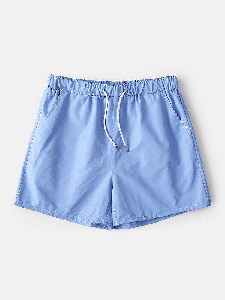 Pantalones Cortos De Playa Con Cordón De Secado Rápido Y Ligeros De Color Sólido Para Hombre Pantalones Cortos Para Correr