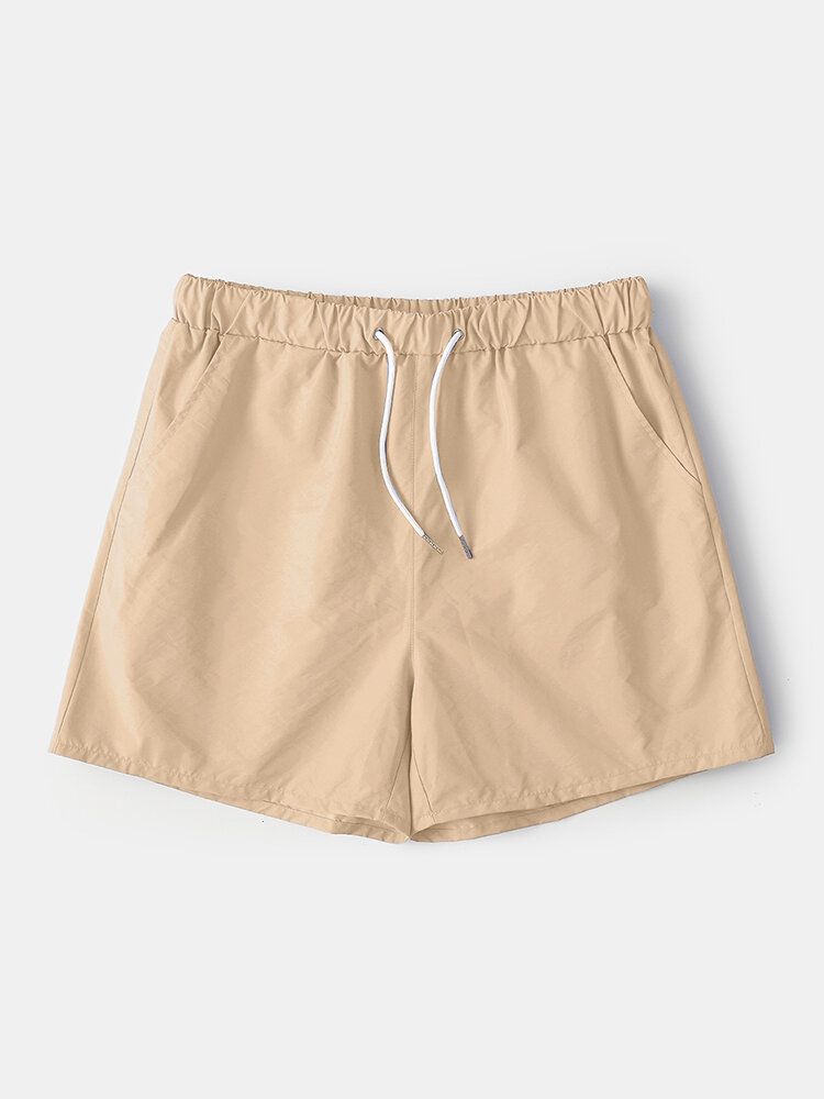 Pantalones Cortos De Playa Con Cordón De Secado Rápido Y Ligeros De Color Sólido Para Hombre Pantalones Cortos Para Correr