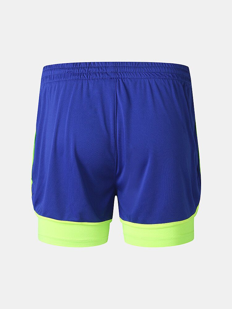 Pantalones Cortos De Playa De Doble Capa Ajustados Elásticos De Entrenamiento Deportivo De Retazos De Dos Tonos