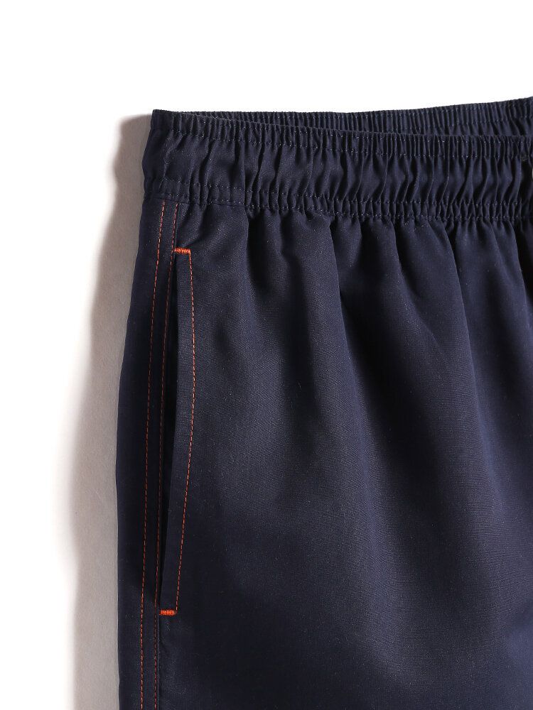 Pantalones Cortos De Playa Finos Con Cintura Con Cordón De Secado Rápido Y Retazos De Color En Contraste Para Hombre