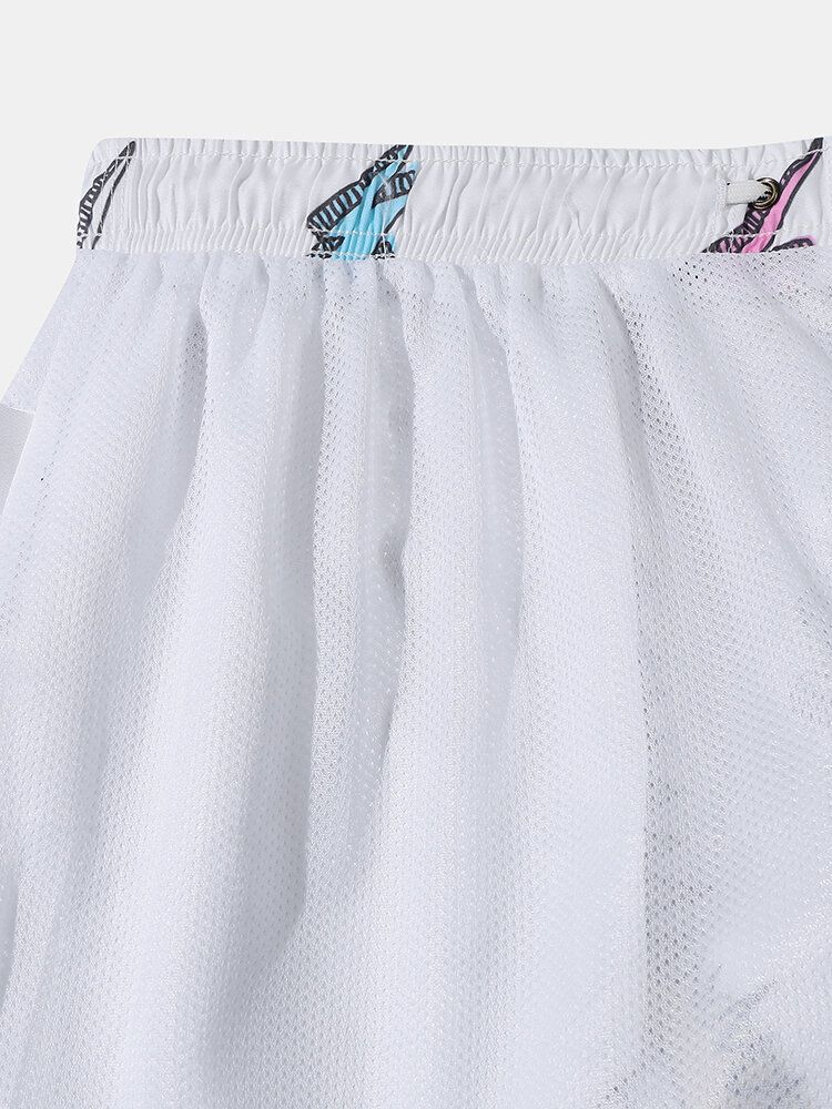 Pantalones Cortos De Playa Finos Transpirables Con Forro De Malla Con Estampado Alienígena De Gato De Dibujos Animados Para Hombre