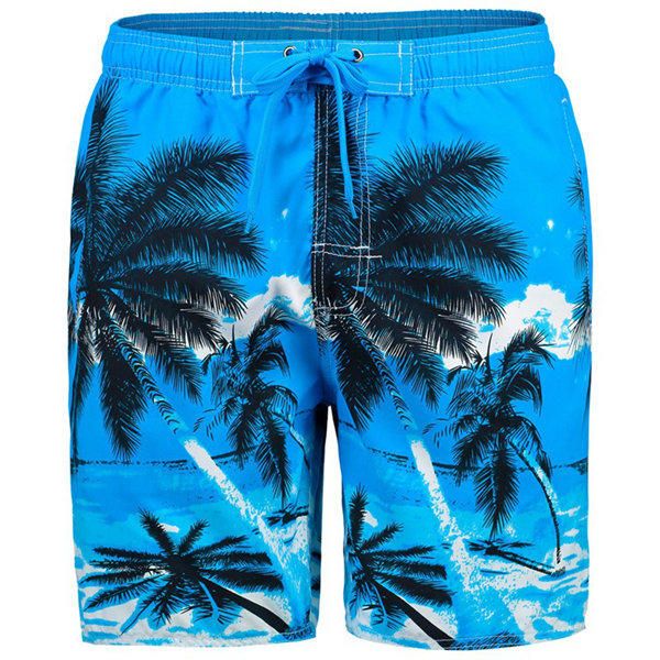 Pantalones Cortos De Playa Hawaianos Con Estampado De Árboles De Coco De Secado Rápido Para Vacaciones En La Playa De Verano Para Hombre