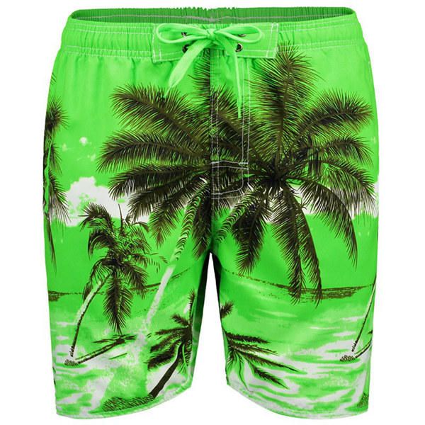 Pantalones Cortos De Playa Hawaianos Con Estampado De Árboles De Coco De Secado Rápido Para Vacaciones En La Playa De Verano Para Hombre