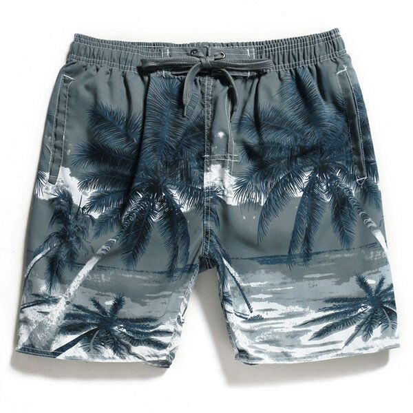 Pantalones Cortos De Playa Hawaianos Con Estampado De Árboles De Coco De Secado Rápido Para Vacaciones En La Playa De Verano Para Hombre