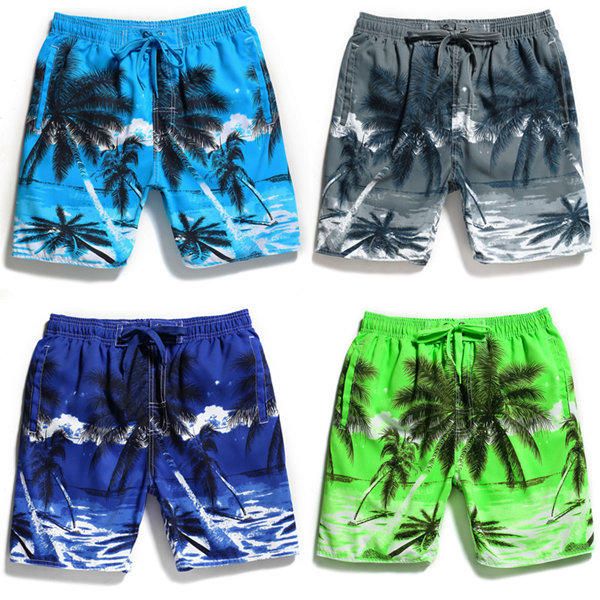 Pantalones Cortos De Playa Hawaianos Con Estampado De Árboles De Coco De Secado Rápido Para Vacaciones En La Playa De Verano Para Hombre