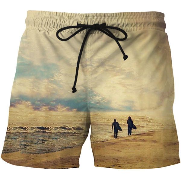 Pantalones Cortos De Playa Informales De Moda De Secado Rápido Con Estampado Para Hombre