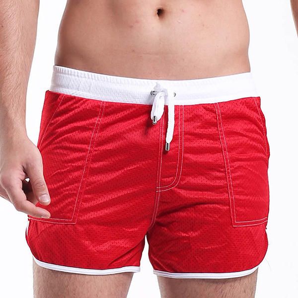 Pantalones Cortos De Playa De Natación De Spa De Malla Para Hombre Pantalones Deportivos Transpirables Con Bolsillos Dobles De Color Sólido