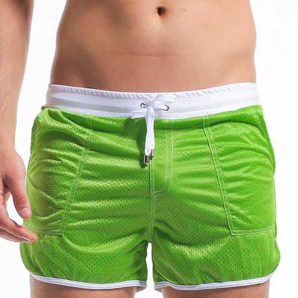 Pantalones Cortos De Playa De Natación De Spa De Malla Para Hombre Pantalones Deportivos Transpirables Con Bolsillos Dobles De Color Sólido