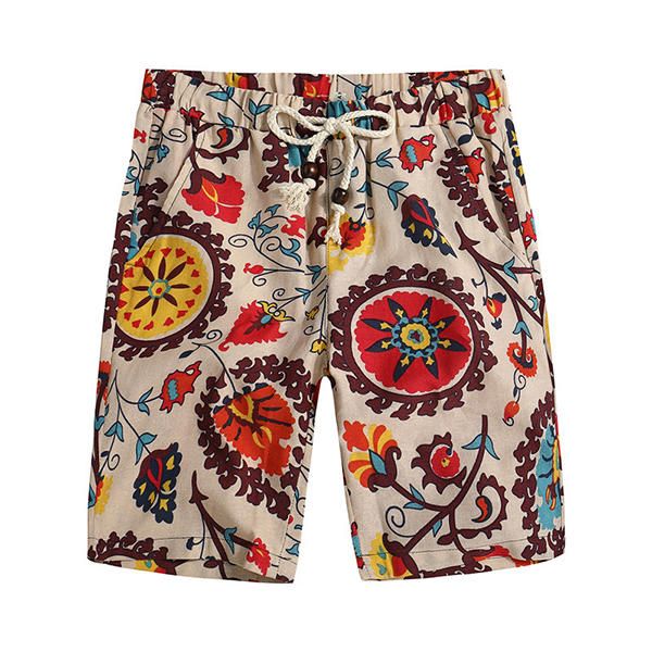 Pantalones Cortos De Playa De Ocio Con Estampado Étnico Con Estampado Floral