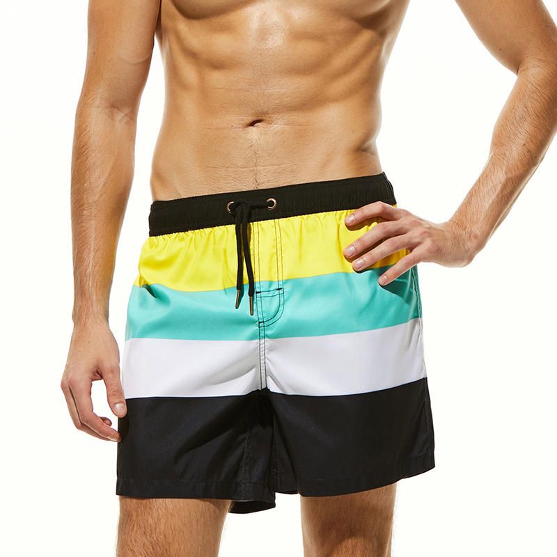 Pantalones Cortos De Playa Repelentes Al Agua Con Cordón Y Color De Hechizo Para Hombres Con Bolsillo Trasero