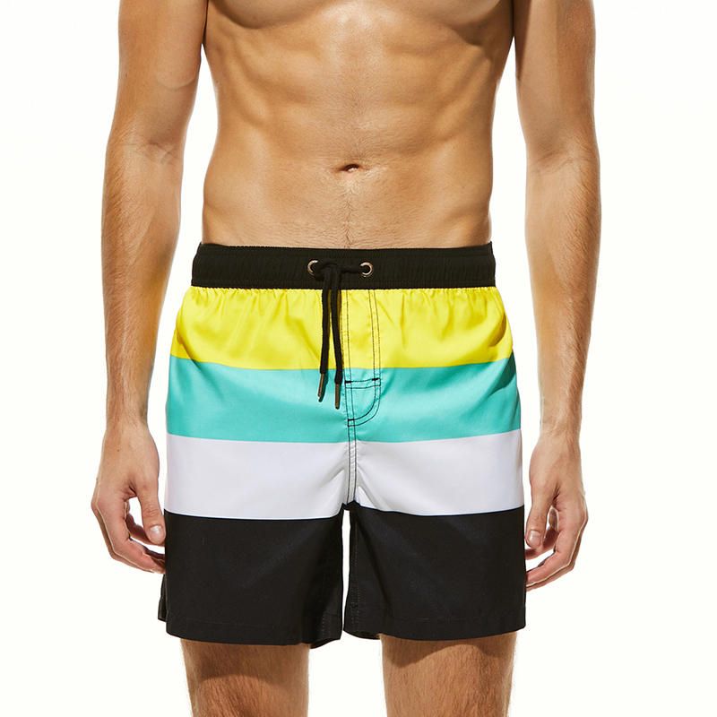 Pantalones Cortos De Playa Repelentes Al Agua Con Cordón Y Color De Hechizo Para Hombres Con Bolsillo Trasero