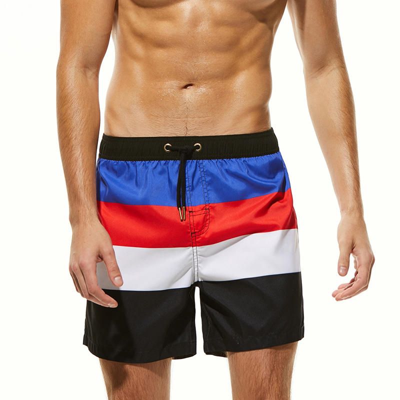 Pantalones Cortos De Playa Repelentes Al Agua Con Cordón Y Color De Hechizo Para Hombres Con Bolsillo Trasero