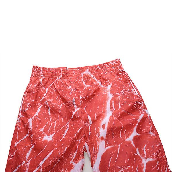 Pantalones Cortos De Playa De Vacaciones Informales De Verano Con Estampado De Carne En 3d