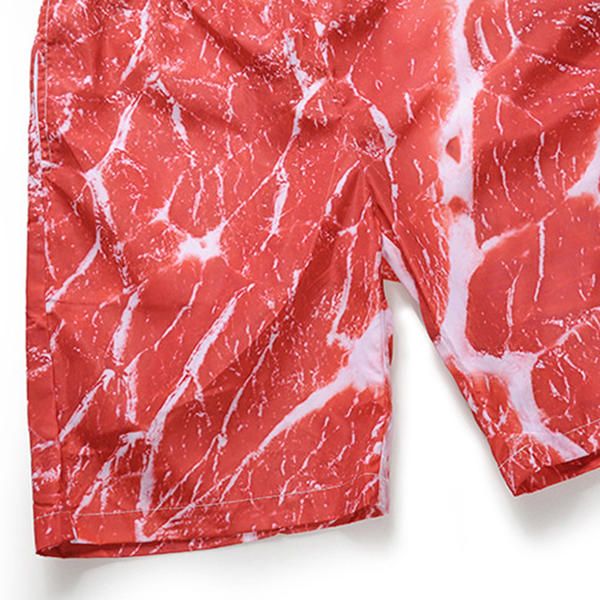 Pantalones Cortos De Playa De Vacaciones Informales De Verano Con Estampado De Carne En 3d