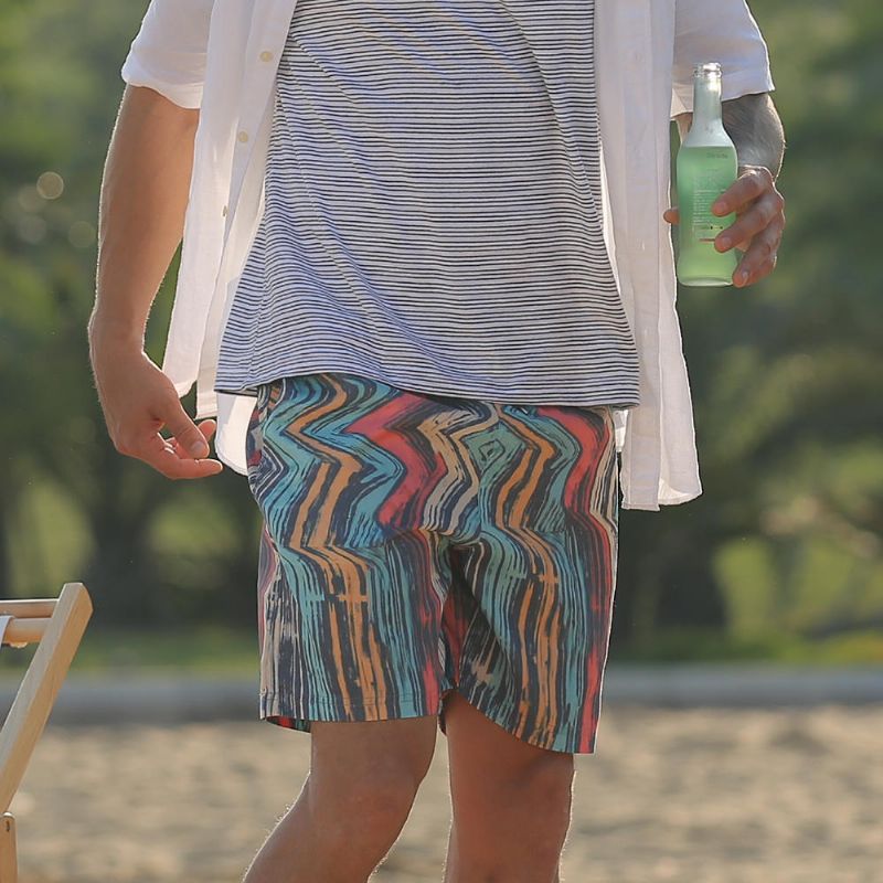 Pantalones Cortos De Tabla De Secado Rápido De Playa Con Diseño De Rayas Coloridas Para Hombres