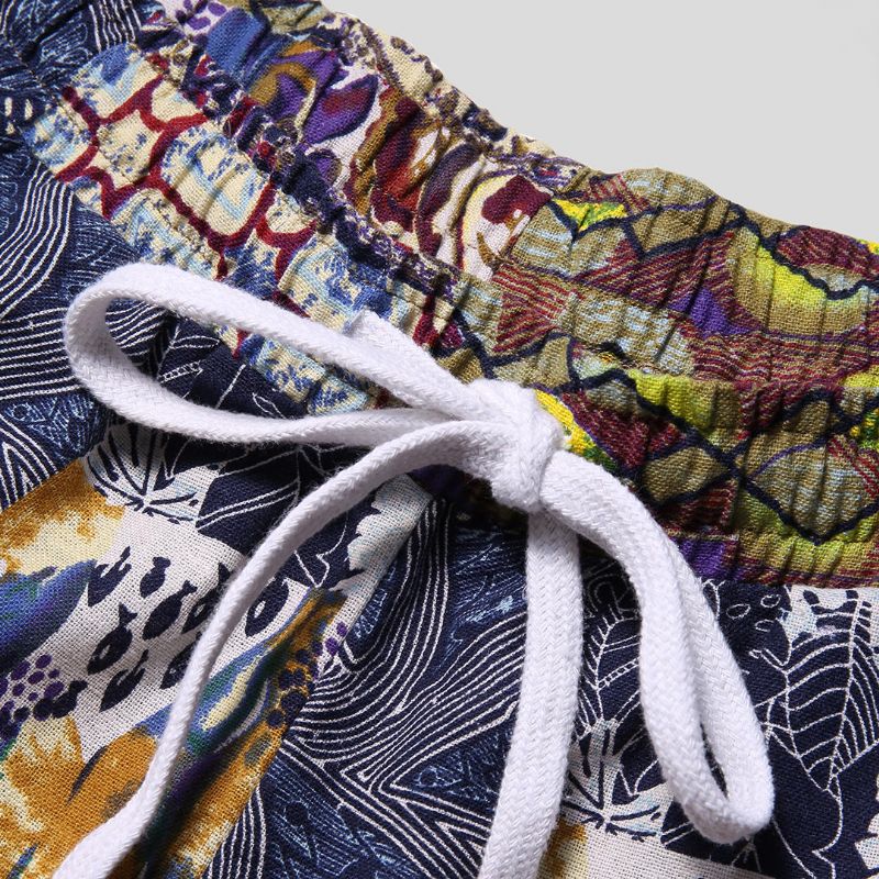 Pantalones Cortos De Verano De Playa Holgados Con Cintura Elástica Con Estampado Colorido De Vacaciones Para Hombre