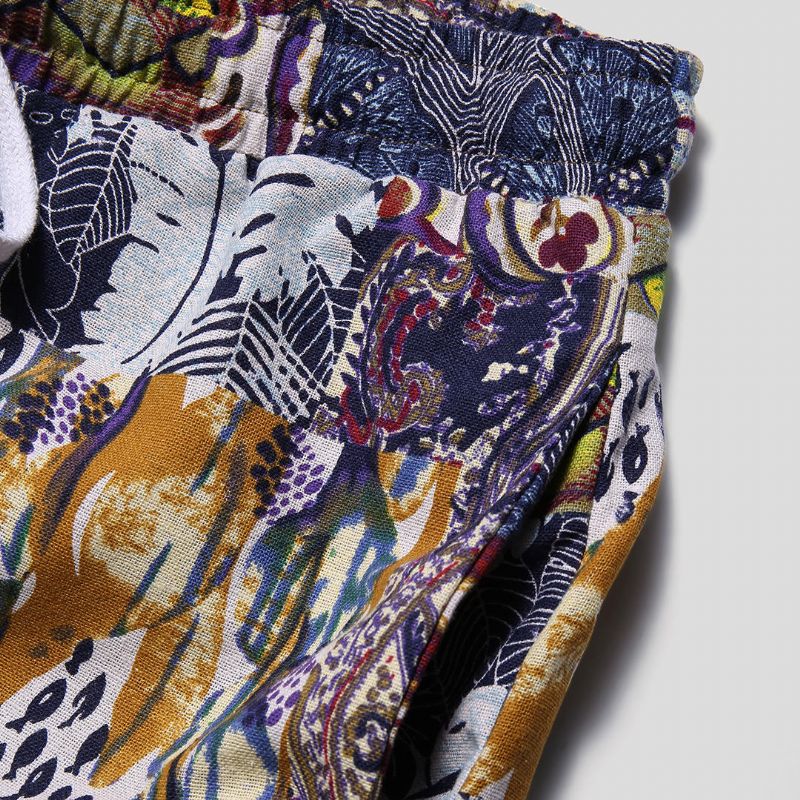 Pantalones Cortos De Verano De Playa Holgados Con Cintura Elástica Con Estampado Colorido De Vacaciones Para Hombre