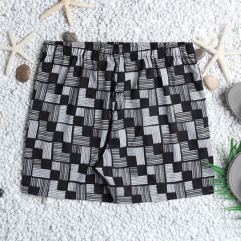 Shorts De Baño Hawaianos Con Cordón De Rayas De Colores Para Hombre