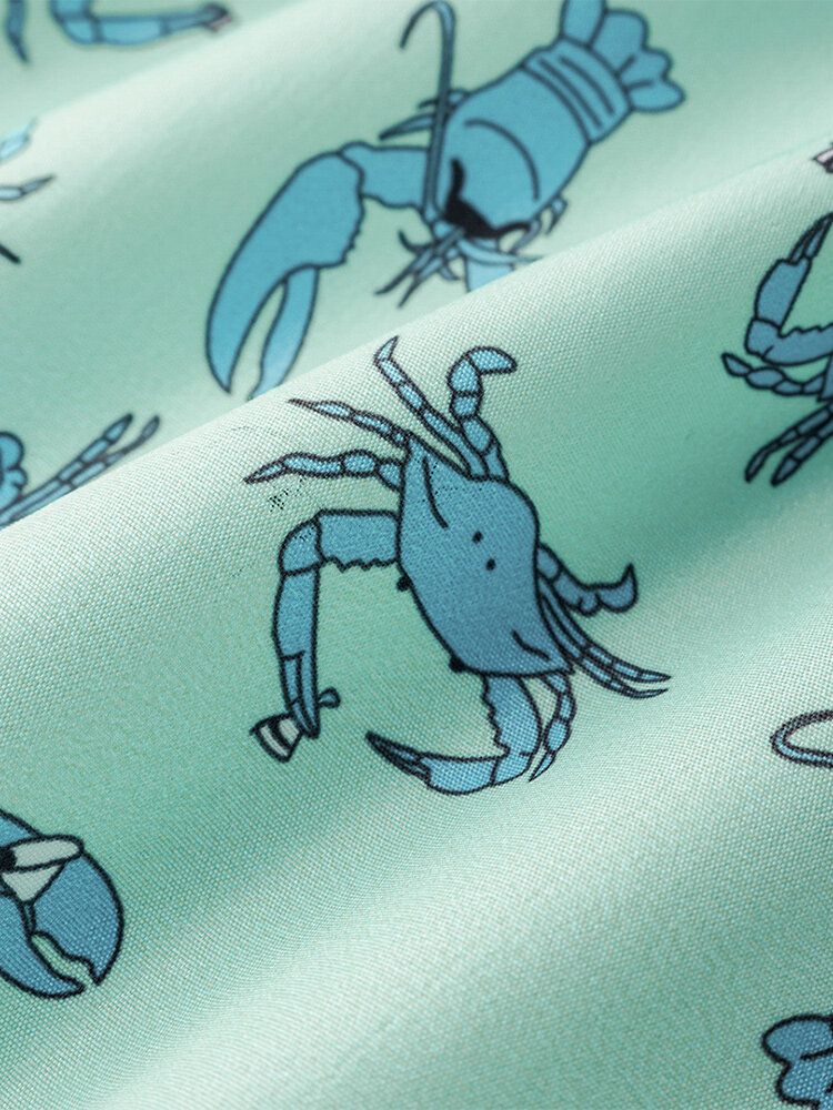 Shorts De Playa Con Cintura Elástica Con Estampado De Dibujos Animados De Carbohidratos Para Hombre