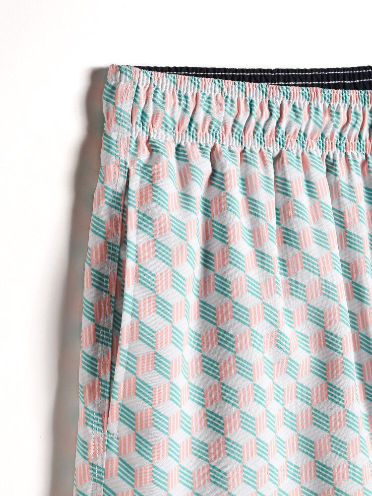 Shorts De Playa Con Cordón De Secado Rápido Y Estampado Geográfico Para Hombre