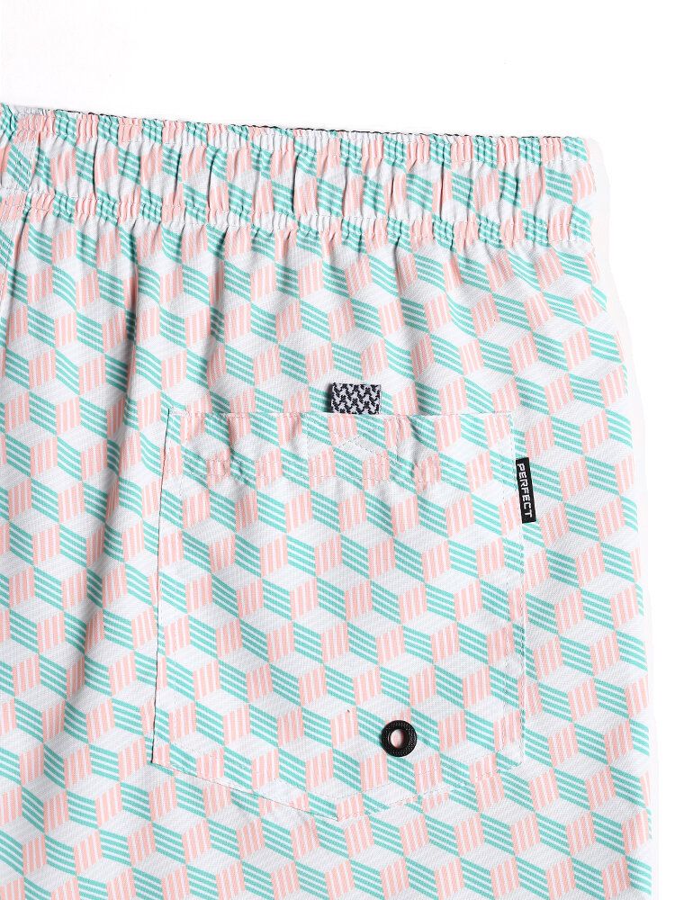 Shorts De Playa Con Cordón De Secado Rápido Y Estampado Geográfico Para Hombre