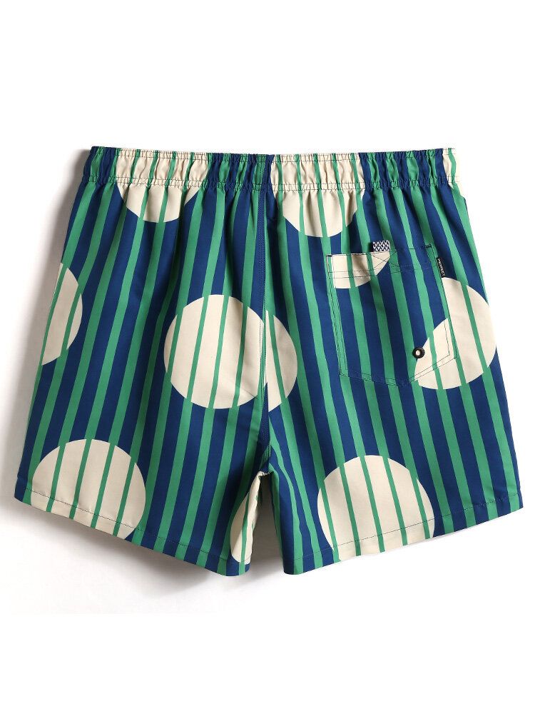 Shorts De Playa Con Cordón De Secado Rápido Y Rayas Para Hombre