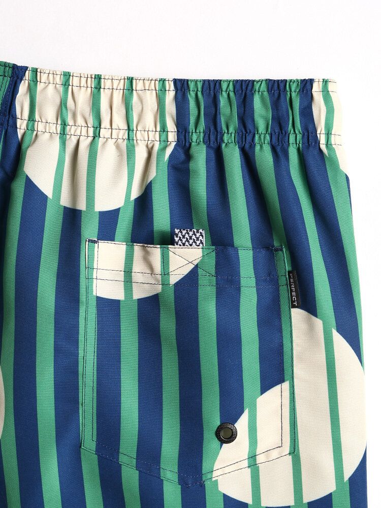 Shorts De Playa Con Cordón De Secado Rápido Y Rayas Para Hombre