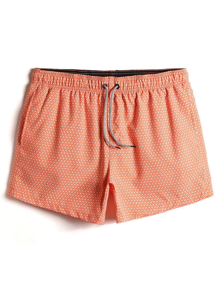 Shorts De Playa Con Cordón Y Estampado Geográfico De Secado Rápido Para Hombre