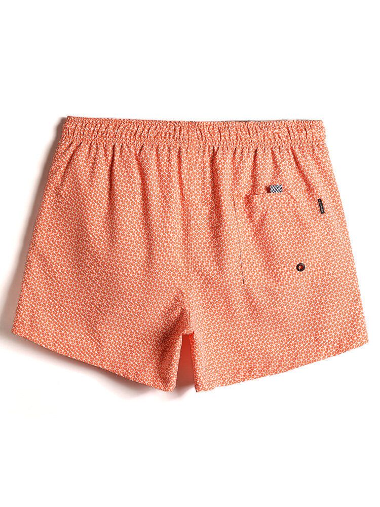 Shorts De Playa Con Cordón Y Estampado Geográfico De Secado Rápido Para Hombre