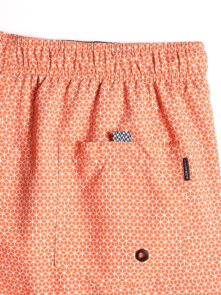 Shorts De Playa Con Cordón Y Estampado Geográfico De Secado Rápido Para Hombre