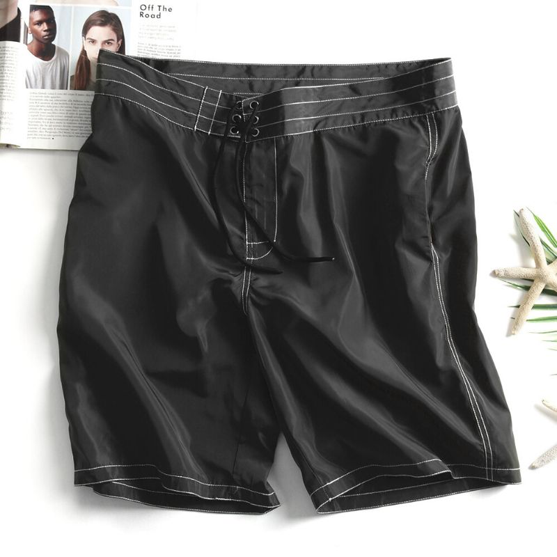 Tablero De Secado Rápido Para Hombres Corto Color Sólido Kintting Bolsillos Traseros Sueltos Pantalones Cortos De Playa De Vacaciones