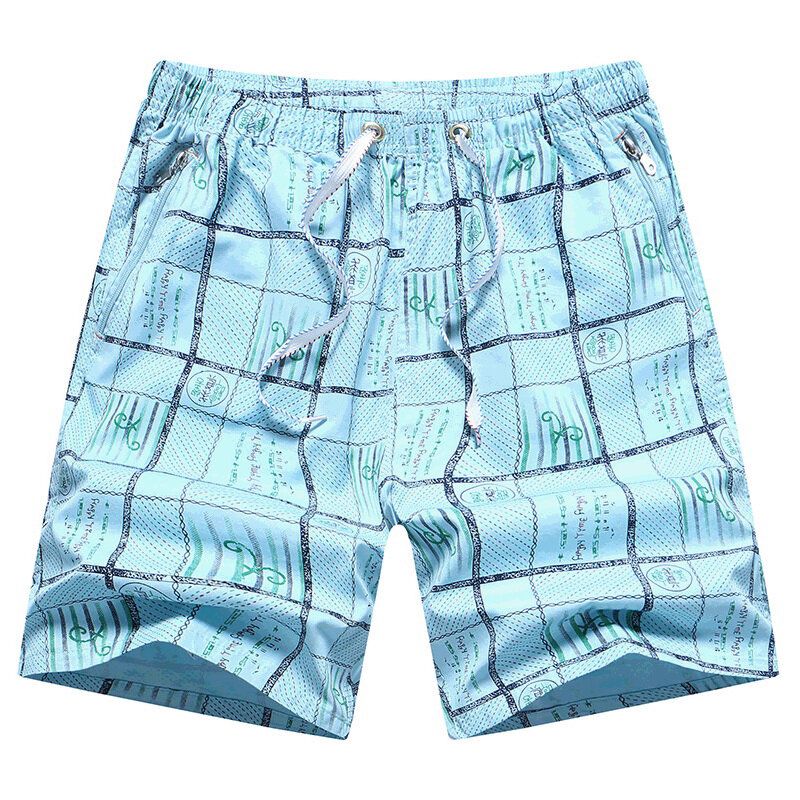 Traje De Baño De Verano Estampado A Cuadros Para Hombre Pantalones Cortos De Playa De Tabla Informal Sueltos Transpirables De Secado Rápido Finos