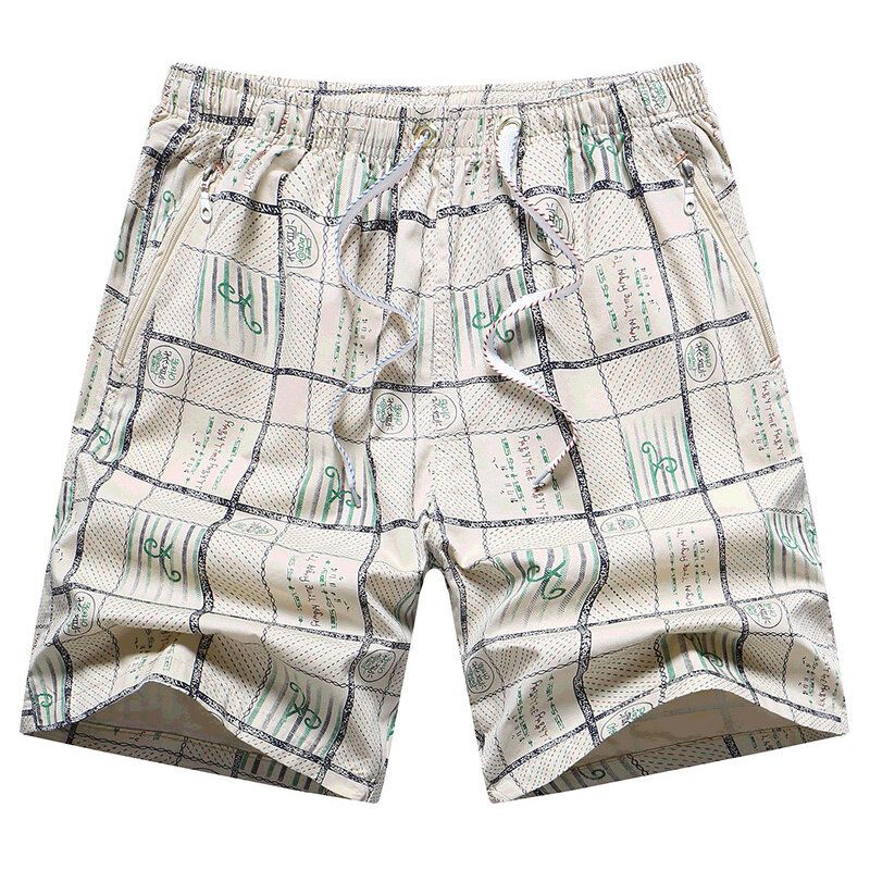 Traje De Baño De Verano Estampado A Cuadros Para Hombre Pantalones Cortos De Playa De Tabla Informal Sueltos Transpirables De Secado Rápido Finos