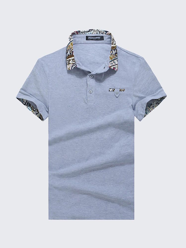 Camisa De Golf Deportiva De Algodón Informal Para Hombre Tops De Manga Corta Con Solapa De Color Sólido De Verano