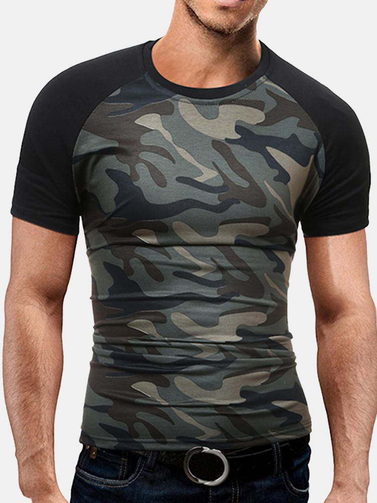 Camiseta De Camuflaje De Moda De Ocio De Verano Camiseta De Manga Corta De Manga Raglán Para Hombre Camisetas