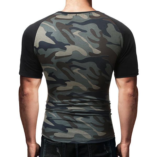 Camiseta De Camuflaje De Moda De Ocio De Verano Camiseta De Manga Corta De Manga Raglán Para Hombre Camisetas